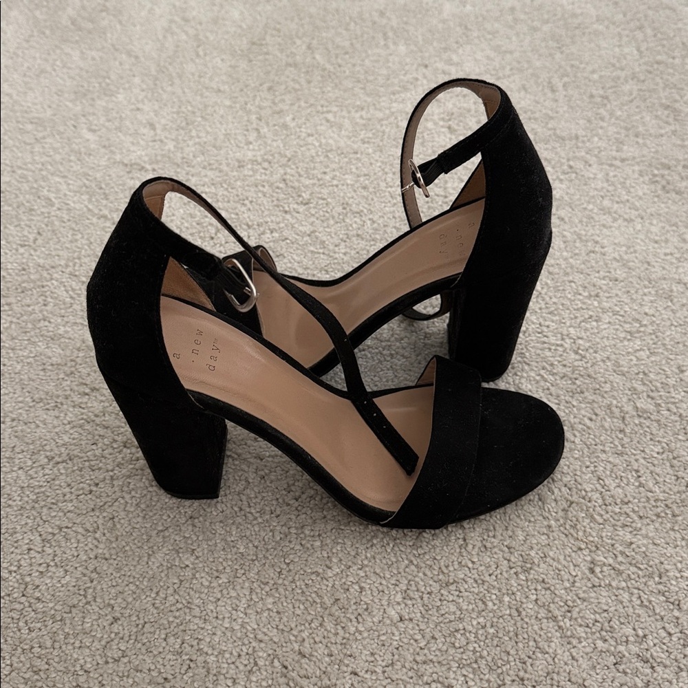 Black Suede Block Heels